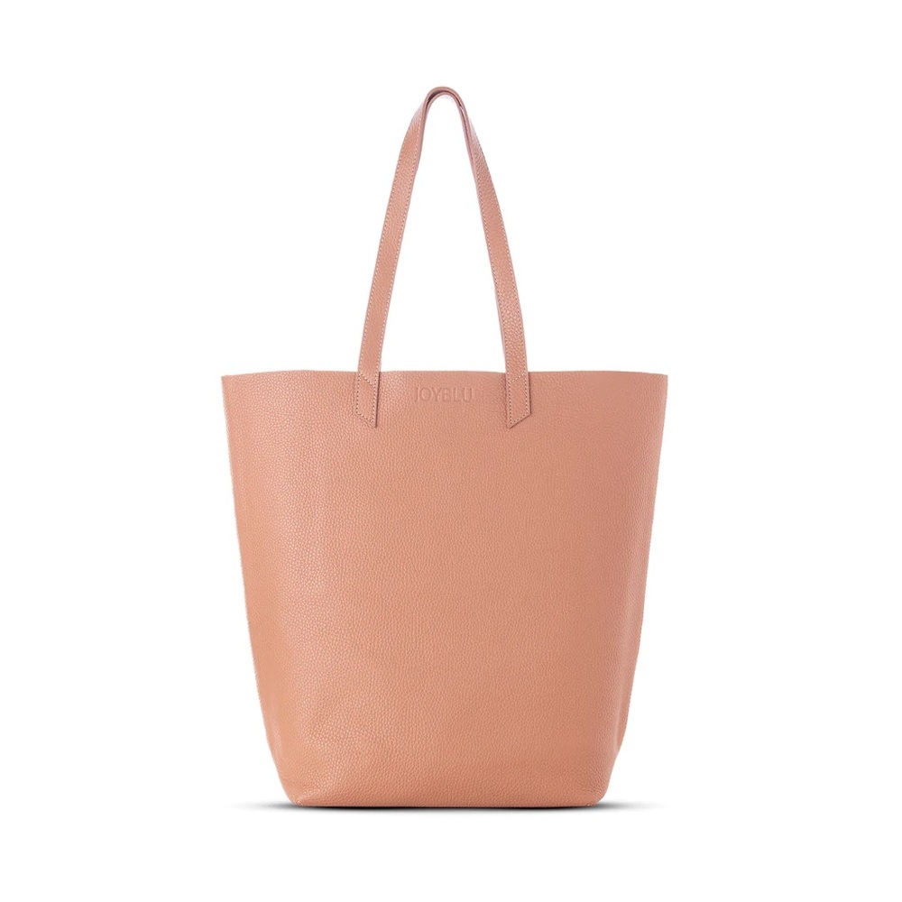 Genuine Italian Leather Shoulder Tote Bag / Nude / Tan